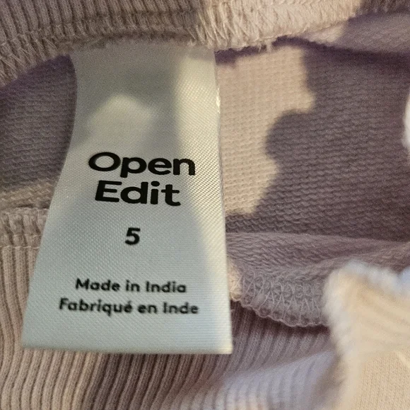 OPEN EDIT GIRL'S LILAC & WHITE SWIRLS LONG SLEEVED ORGANIC COTTON TOP SIZE 5 - Picture 4 of 8